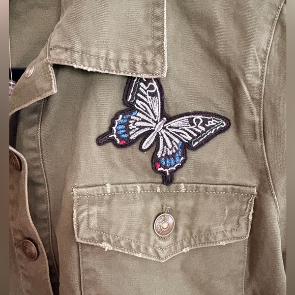 Philosophy by Anthropology Butterfly Patch Cropped Utility Jacket NWT Medium - Picture 3 of 9